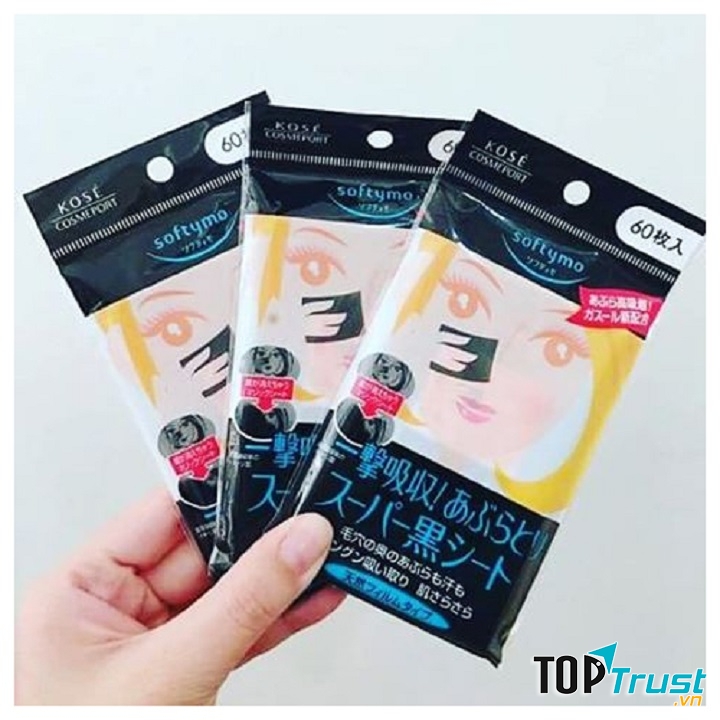 Giấy thấm dầu Kose Softymo than hoạt tính 60 tờ