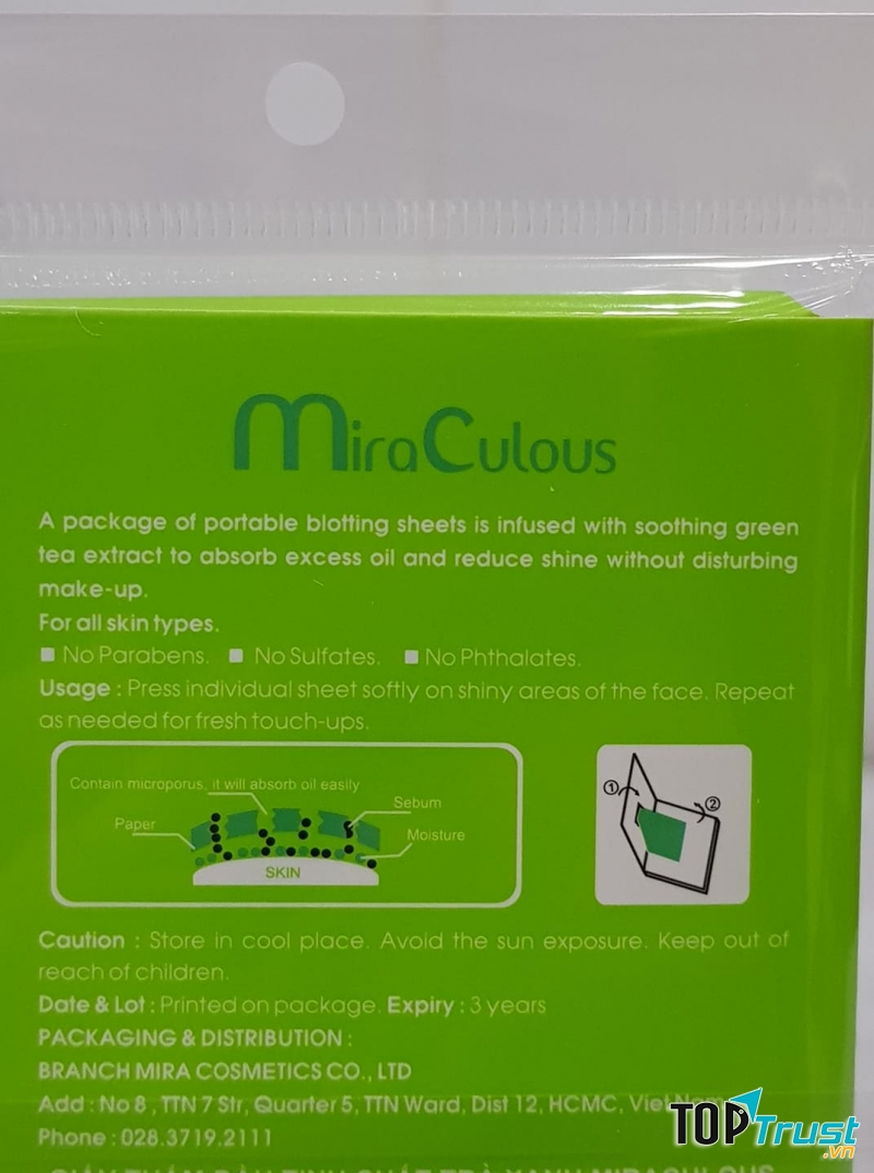 Giấy Thấm Dầu Tinh Chất Trà Xanh Oil Off Paper