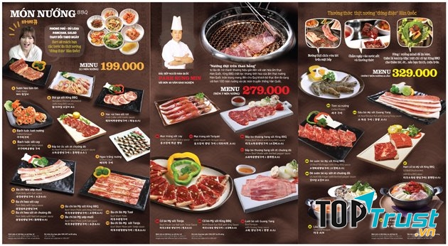 Menu tham khảo của King BBQ