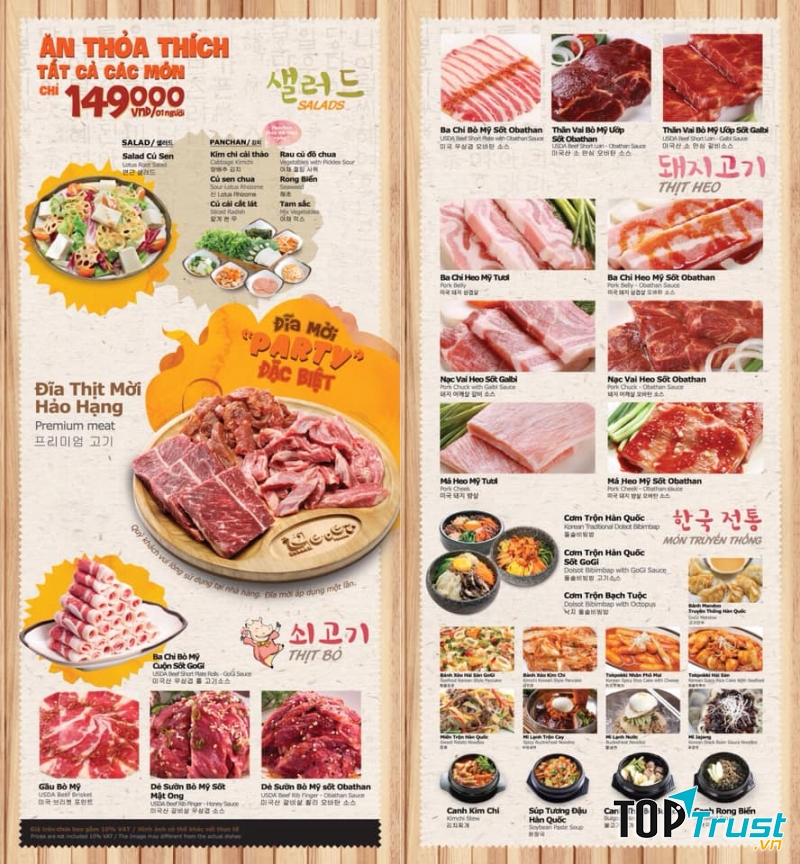 Thực đơn đa dạng