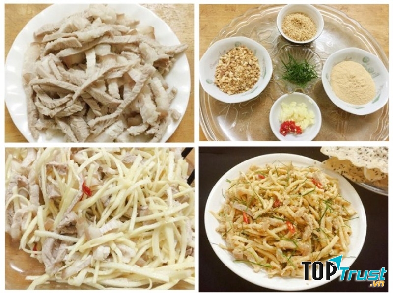 Gỏi măng thịt heo trộn thính