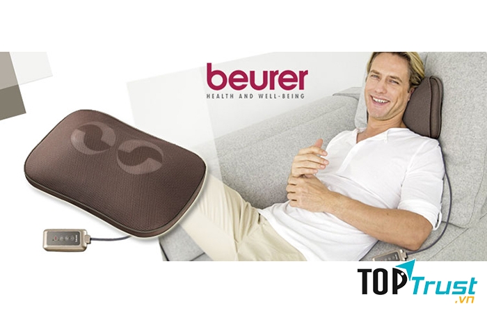 Chiếc gối massage hồng ngoại Beurer MG147 có thiết kế nhỏ gọi tiện dụng có thể mang theo bất cứ đâu