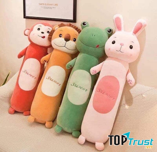 Gối Ôm/Gấu Bông Hình Thú Dễ Thương  (Thỏ, Ếch, Khỉ, Sư Tử)