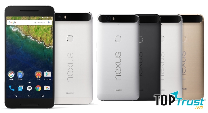 Mặt trước và sau của Google Nexus 6P.
