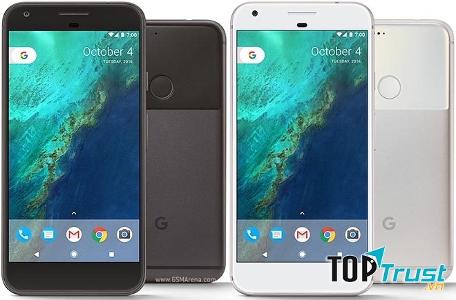 Mặt trước và sau của Google Pixel.