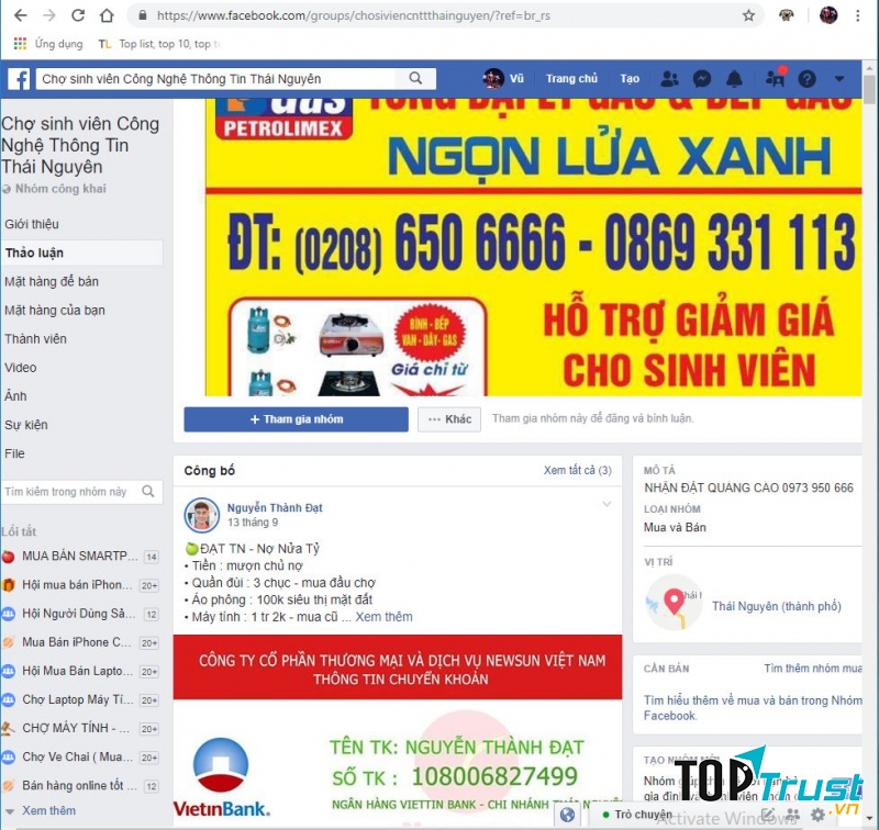Group chợ sinh viên Công nghệ thông tin Thái Nguyên