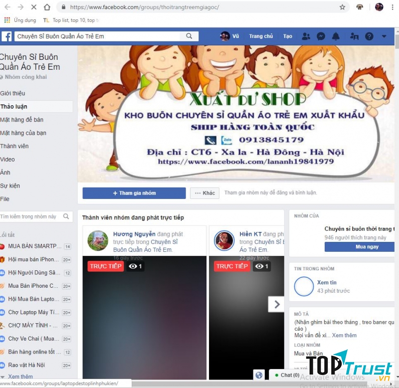 Group chuyên sỉ buôn quần áo trẻ em