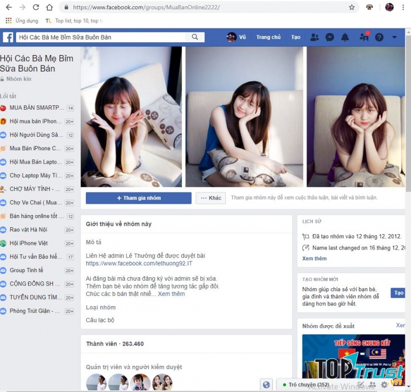 Group các bà mẹ bỉm sữa buôn bán