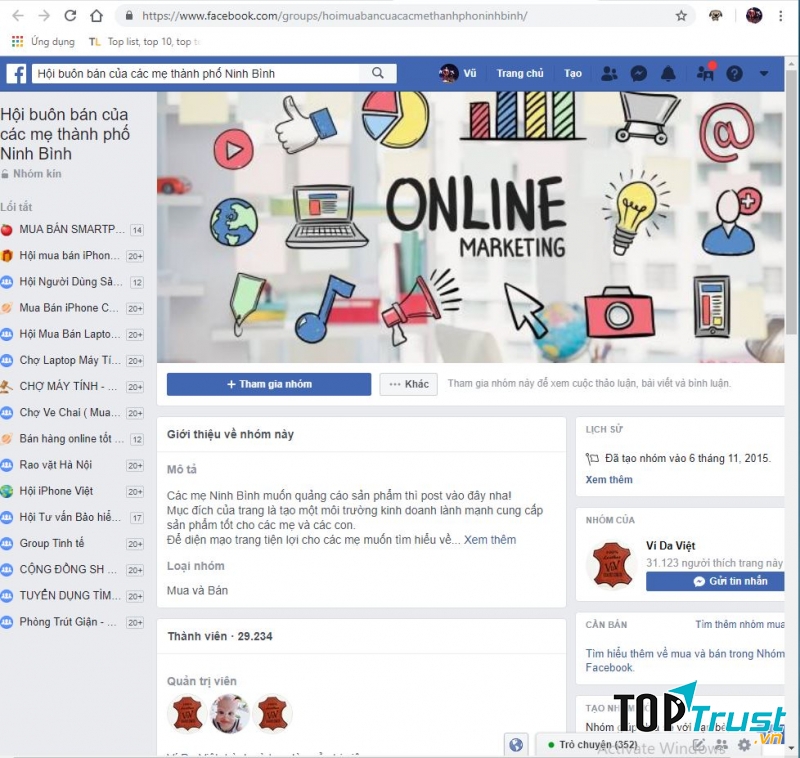 Group buôn bán của các mẹ thành phố Ninh Bình