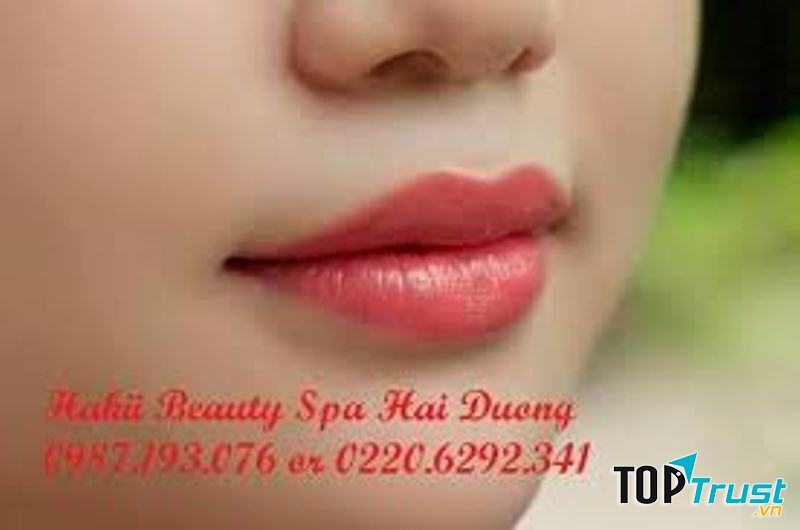 Môi hồng xinh sau khi phun xăm tại Hakii Spa