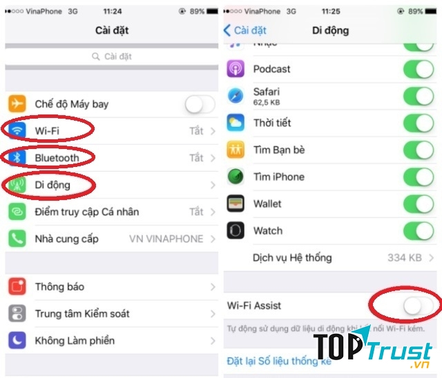 Tắt các chế độ Wifi, 3G và Bluetooth khi không cần thiết