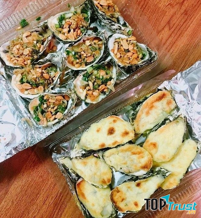 Hàu nướng mỡ hành, phô mai