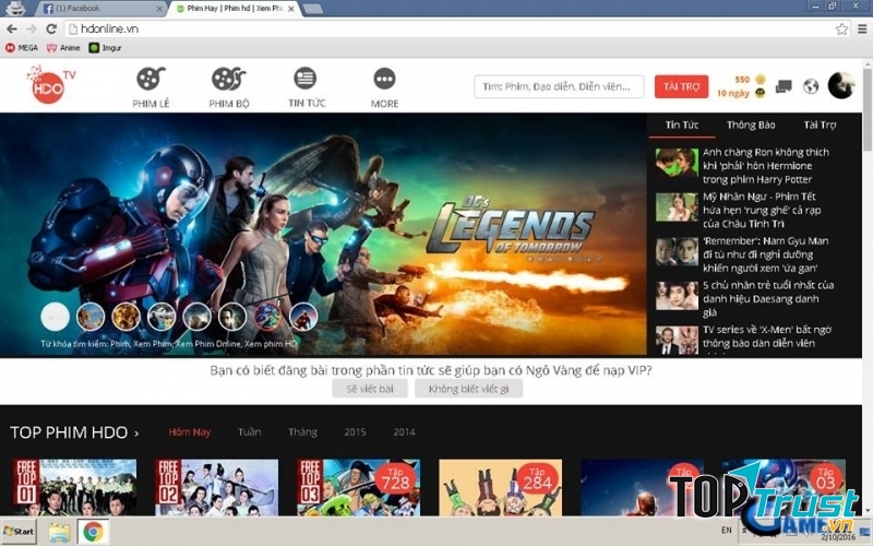 HD Online có giao diện sáng sủa và dễ tìm kiếm