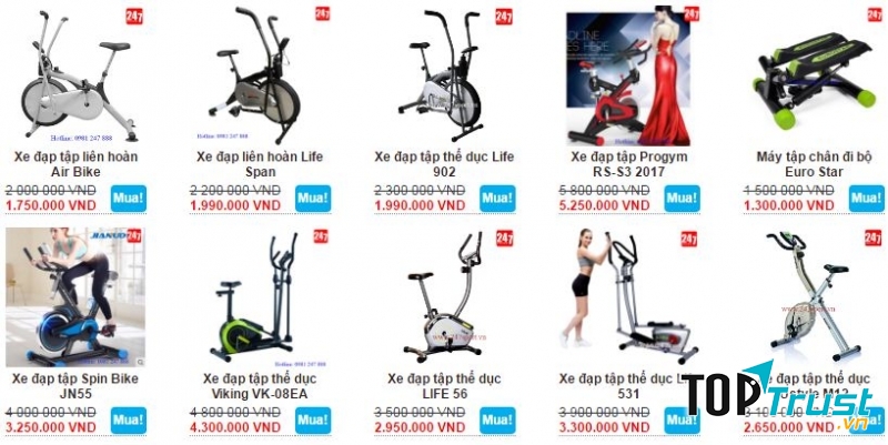 Một số xe đạp tập thể dục tại thể thao 247