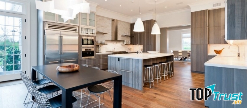 Thiết kế hệ thống ánh sáng hợp lí vừa tăng tính thẩm mỹ mà còn tiện lợi cho việc nấu nướng