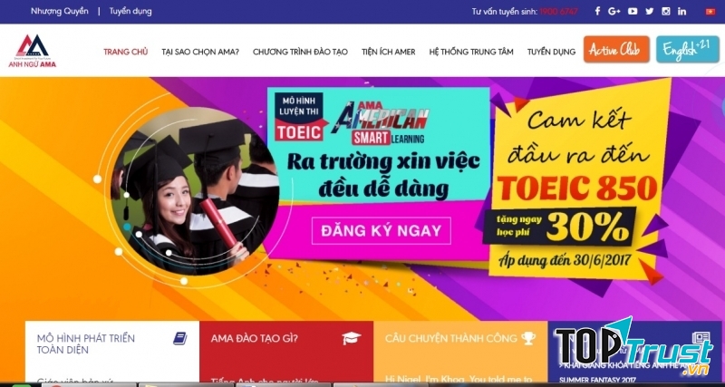 Website của hệ thống trung tâm Anh ngữ Quốc tế AMA