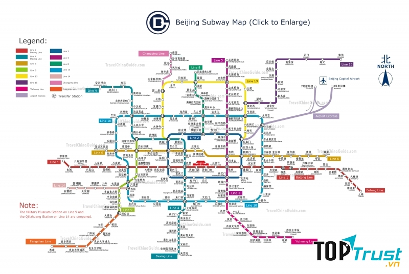 Bản đồ hệ thống tàu điện ngầm Bắc Kinh