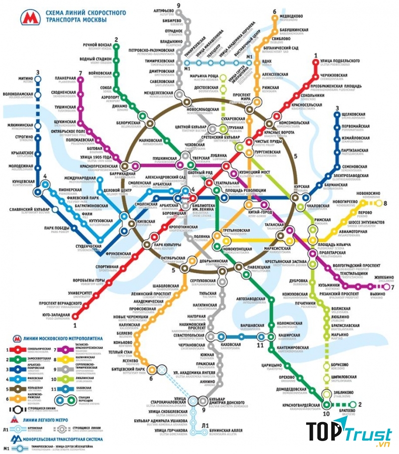 Bản đồ hệ thống tàu điện ngầm Moscow