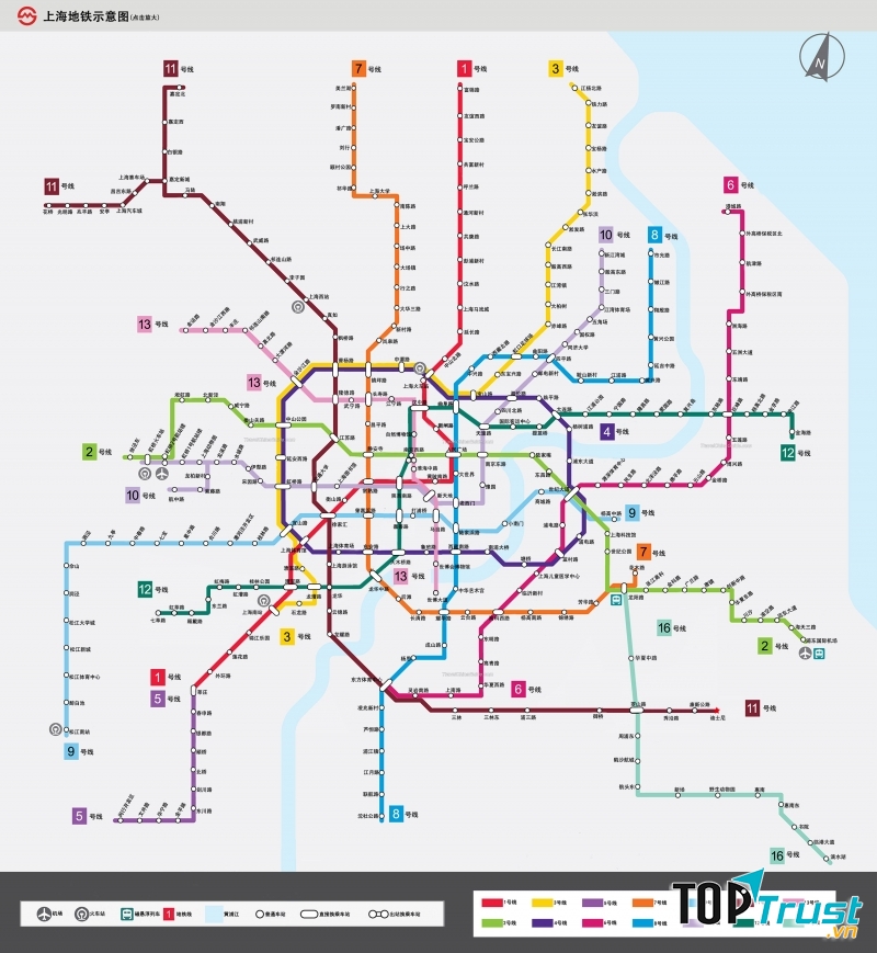 Bản đồ hệ thống tàu điện ngầm Thượng Hải
