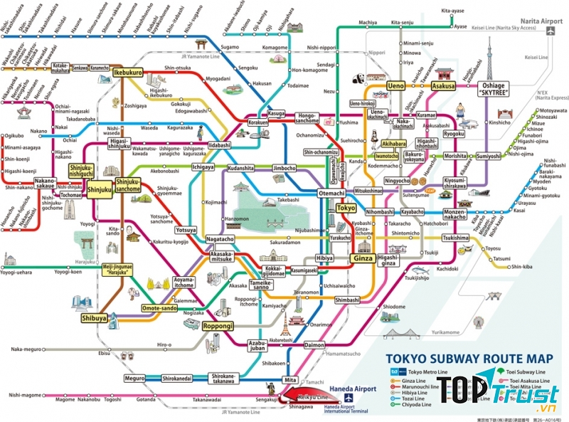 Bản đồ hệ thống tàu điện ngầm Tokyo
