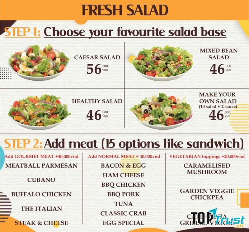 Menu của HealthWich