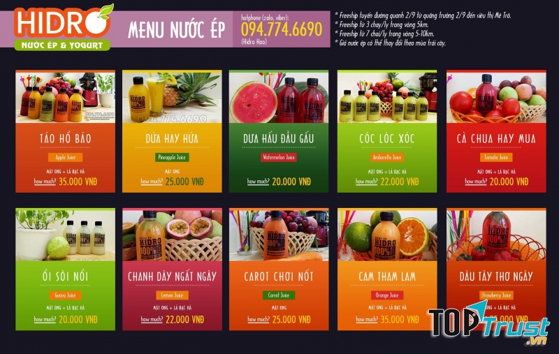 quá nhiều lựa chọn dành cho bạn khi đến với Hidro fruit juice