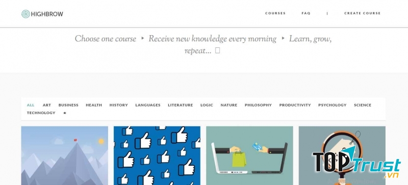 Giao diện của Highbrow
