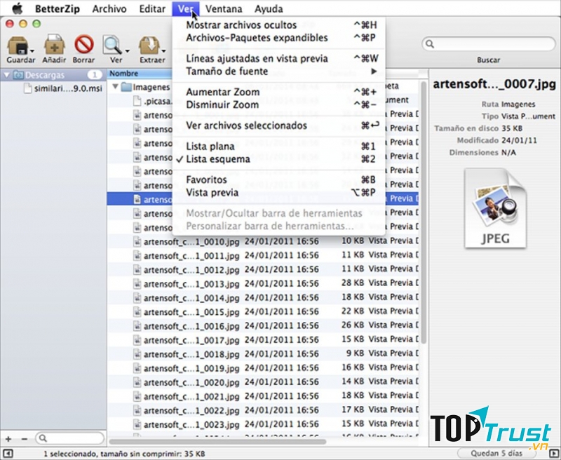 Hỗ trợ giải nén file zip, rar - Better Zip 3