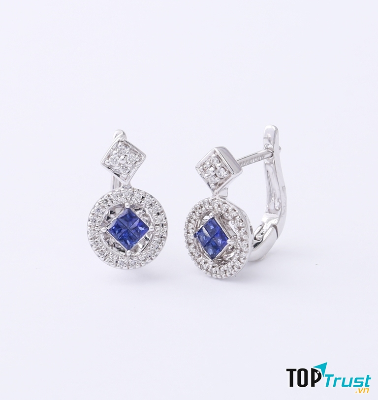 Bông tai tròn to đính đá