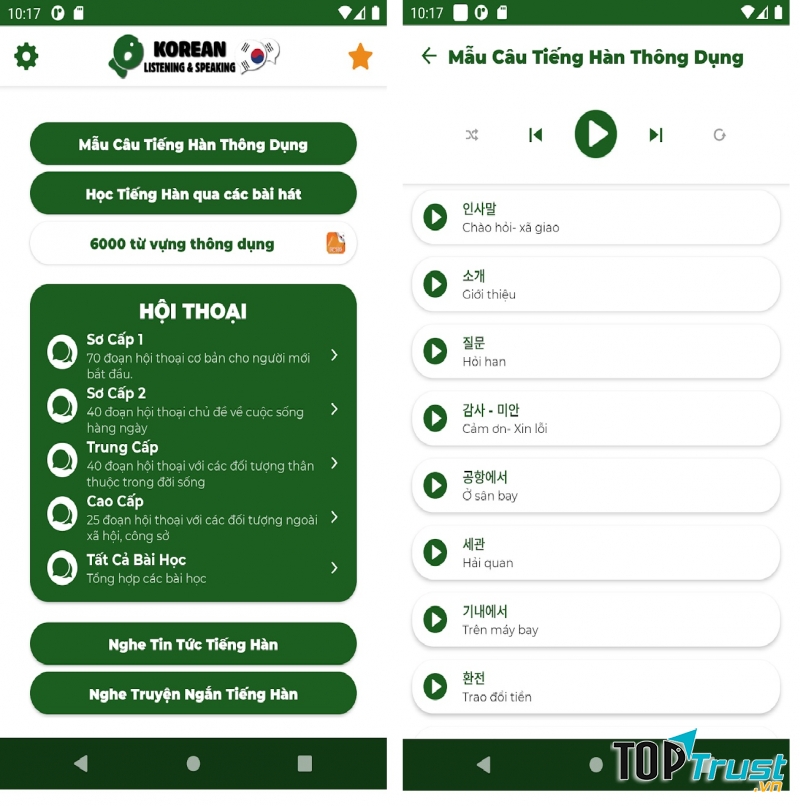 Ứng dụng Học tiếng Hàn - Luyện Nghe Nói