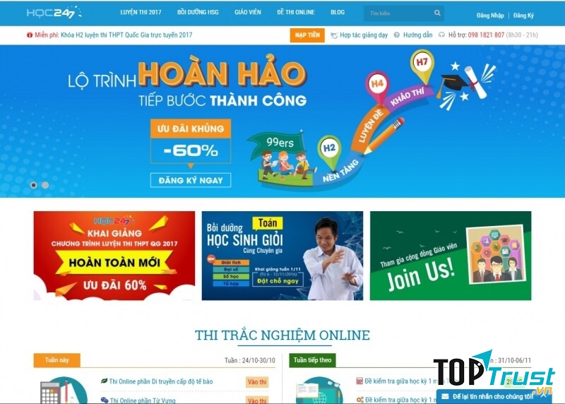 Website luyện thi đại học Hoc247.vn