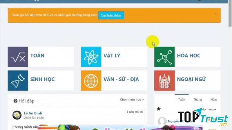 Website tổng hợp các môn học cấp THCS và THPT
