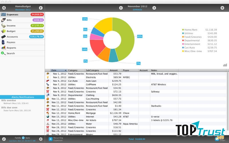 Ứng dụng quản lý tài chính Home Budget