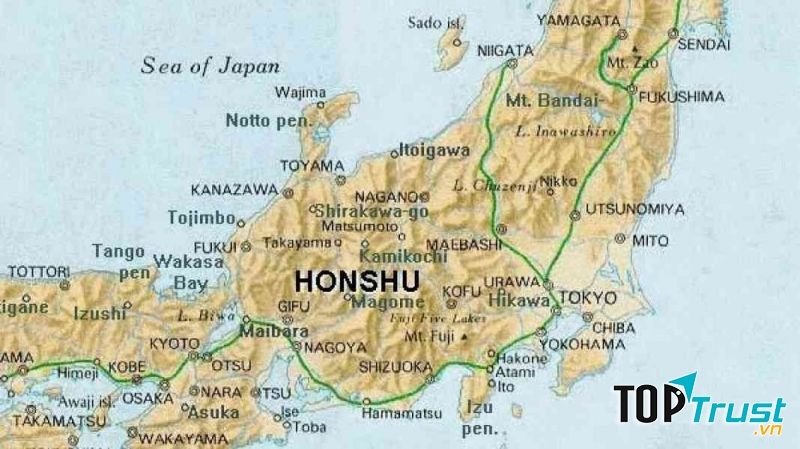 Đảo Honshu trù phú và rộng lớn bậc nhất nước Nhật.