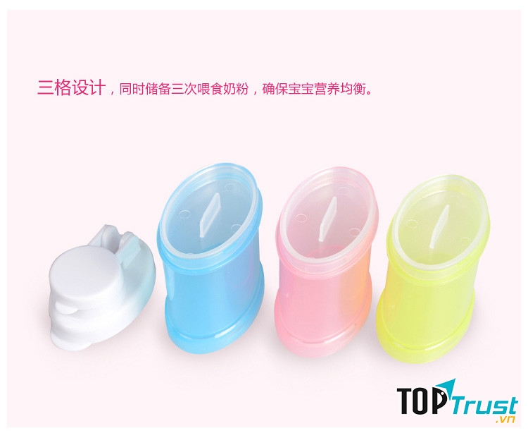 Hộp chia sữa cứng cáp, có thể chịu được sự rung lắc và bảo vệ sữa không đổ ra ngoài.