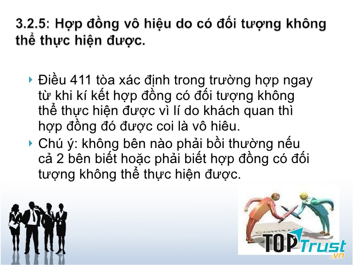 Hợp đồng vô hiệu do có đối tượng không thể thực hiện được (Điều 408 Bộ luật dân sự 2015)