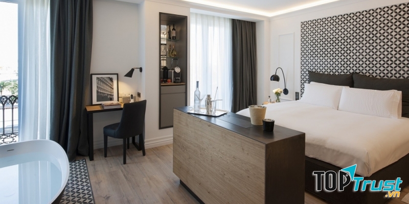 Một căn phòng ngủ của Hotel The Serras