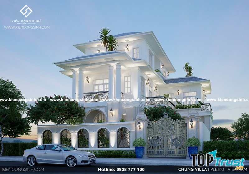 Thiết kế biệt thự cổ điển 3 tầng tại Gia Lai