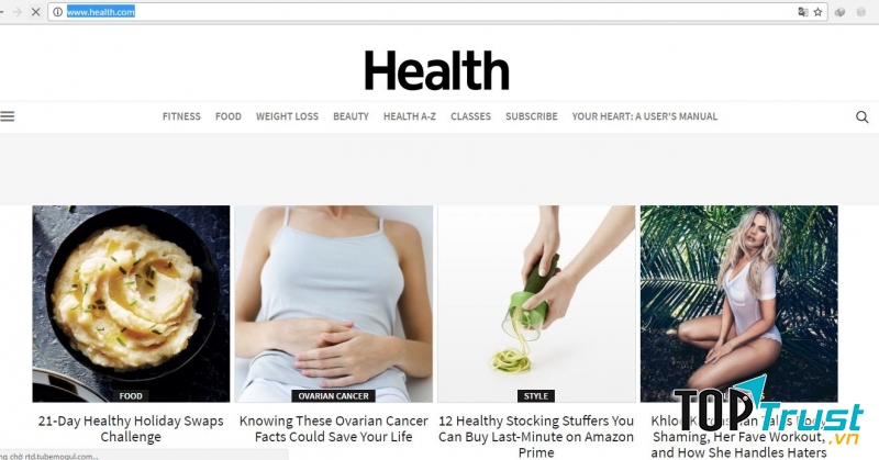 Giao diện trang chủ của health.com