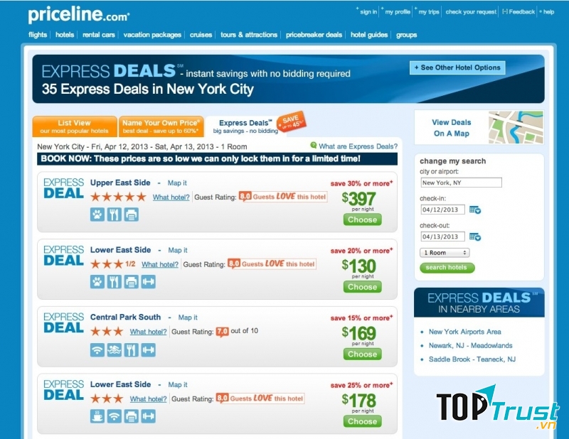 Trang web cung cấp những thông tin giảm giá về khách sạn, vé máy bay hay các tour du lịch phù hợp với yêu cầu của khách hàng