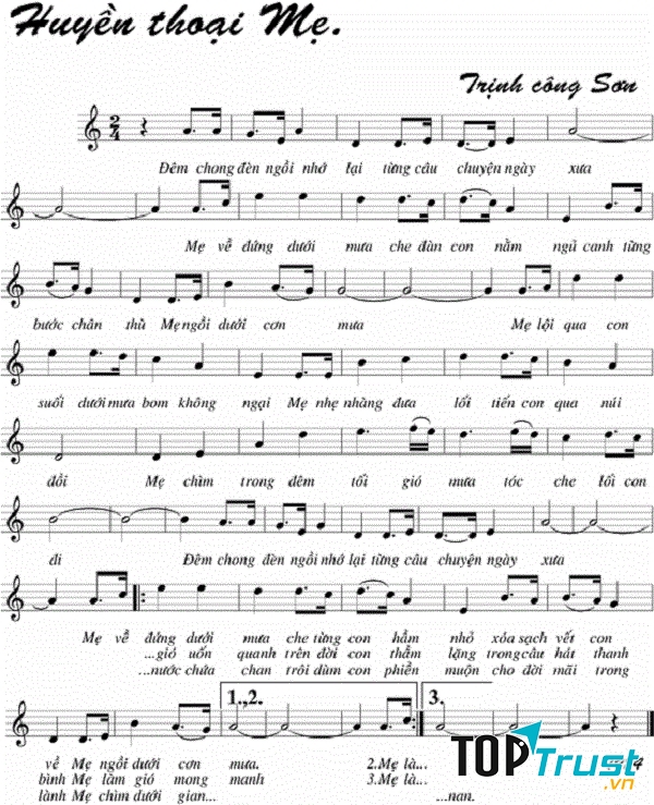 Lời bài hát Huyền thoại mẹ