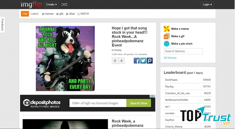 Giao diện trang web Imgflip
