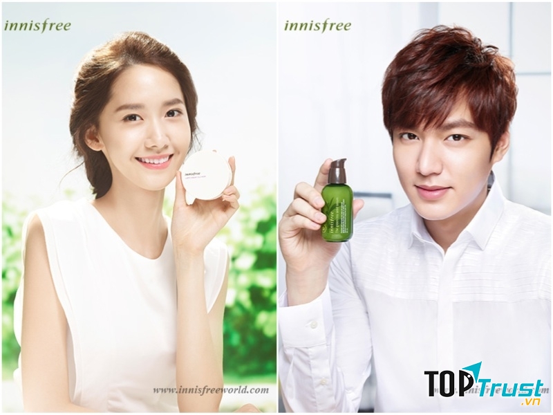 Yonna( SNSD) và Lee Min Ho, hai nghệ sĩ nổi tiếng hiện đang là gương mặt đại diện cho Innisfree