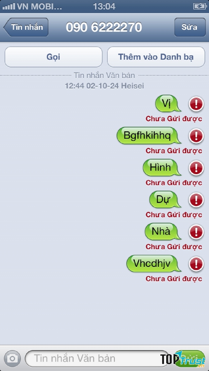 iPhone 5s không gửi được tin nhắn