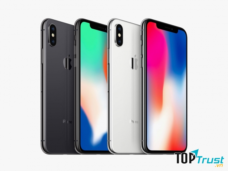 Hình ảnh Iphone X với 2 phiên bản màu Đen và Bạc.