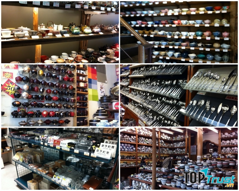 Vật dụng được bày bán ở Kappabashi-dori