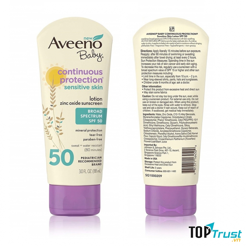 Kem chống nắng cho bé Aveeno Baby Continuous Protection Sunblock Lotion SPF 55