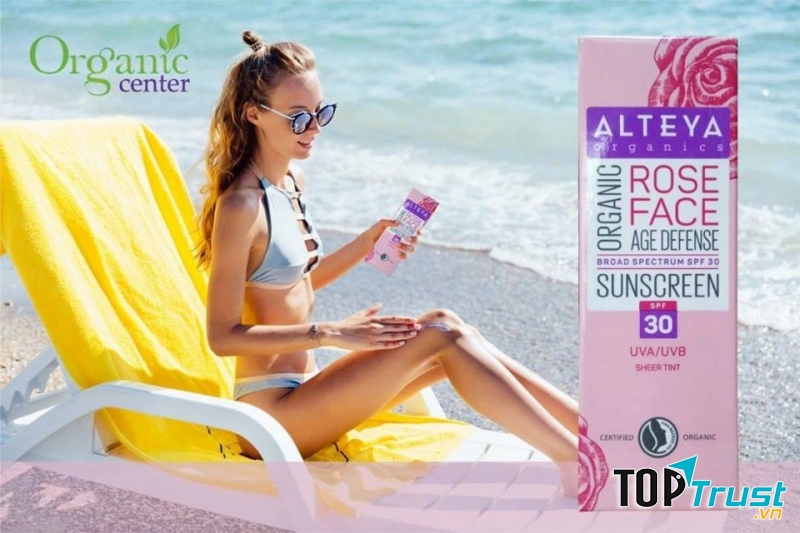 Kem Chống Nắng Hoa Hồng Hữu Cơ Cho Mặt Organic Sunscreen Rose Face Cream SPF30 Alteya Organics OSFC