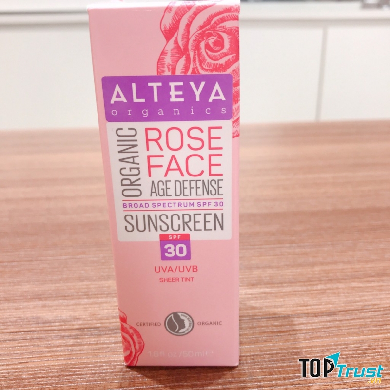 Kem Chống Nắng Hoa Hồng Hữu Cơ Cho Mặt Organic Sunscreen Rose Face Cream SPF30 Alteya Organics OSFC