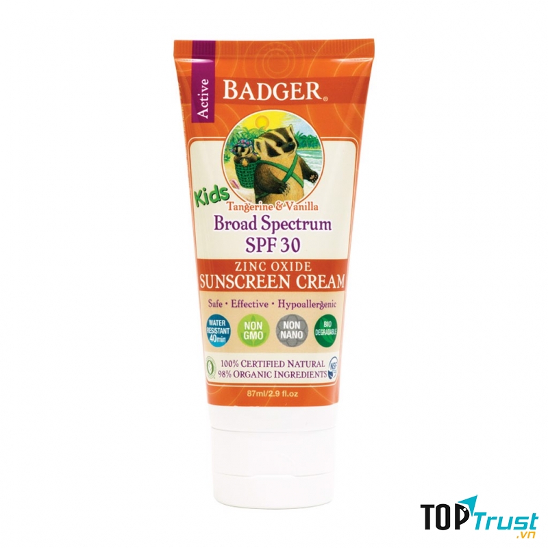 Kem chống nắng hữu cơ trẻ em hương cam SPF 30 Badger